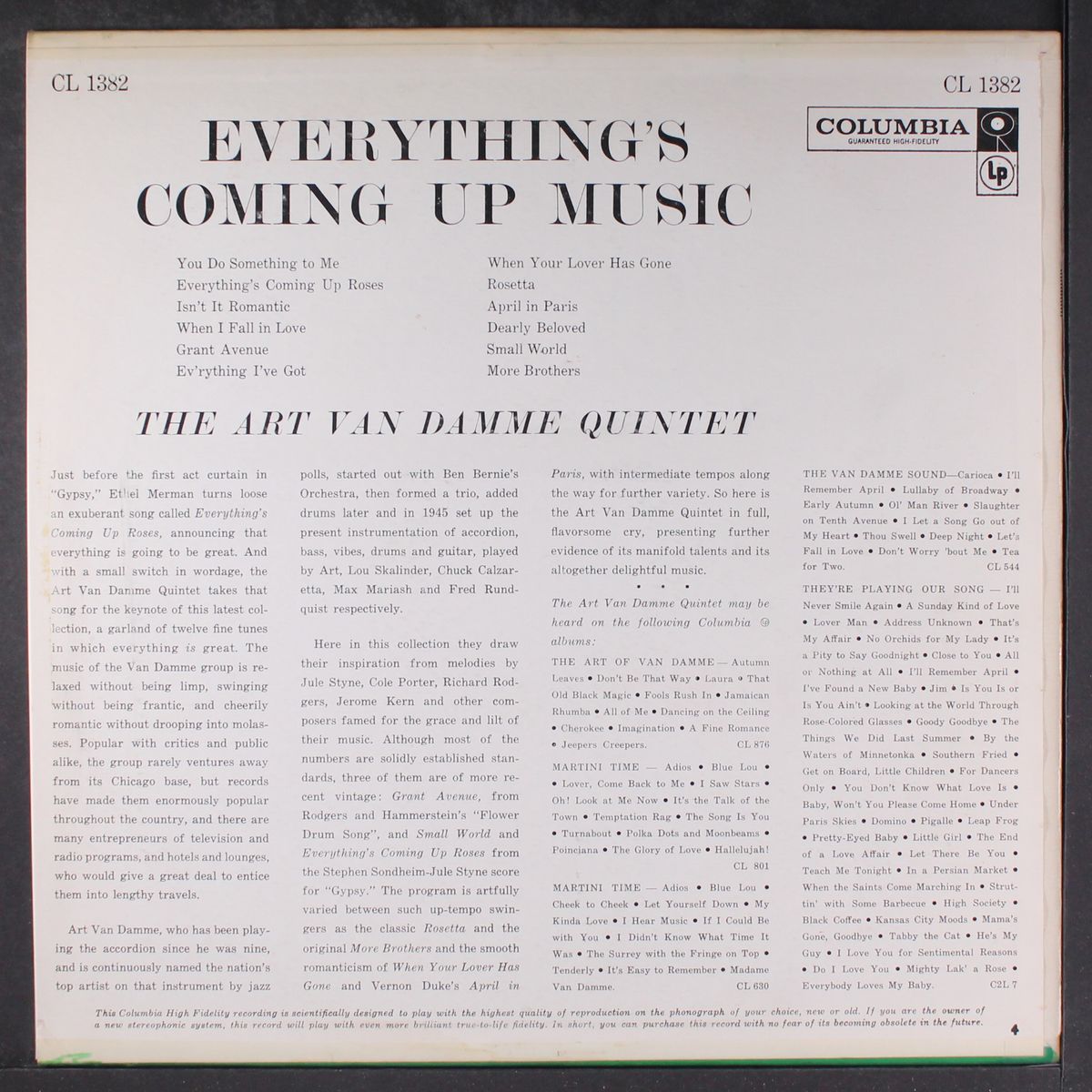 everything's coming up music by ART VAN DAMME