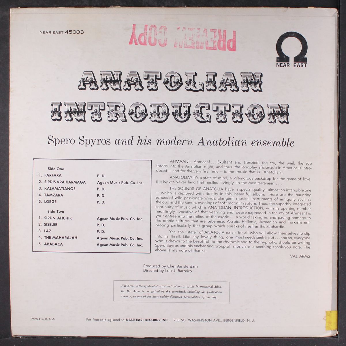 anatolian introduction by SPERO SPYROS