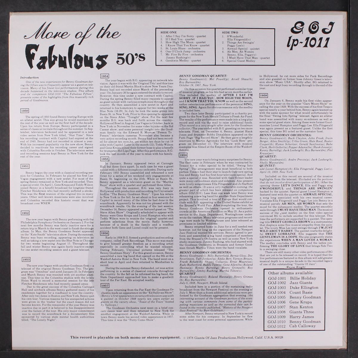 more of the fabulous 50's by BENNY GOODMAN