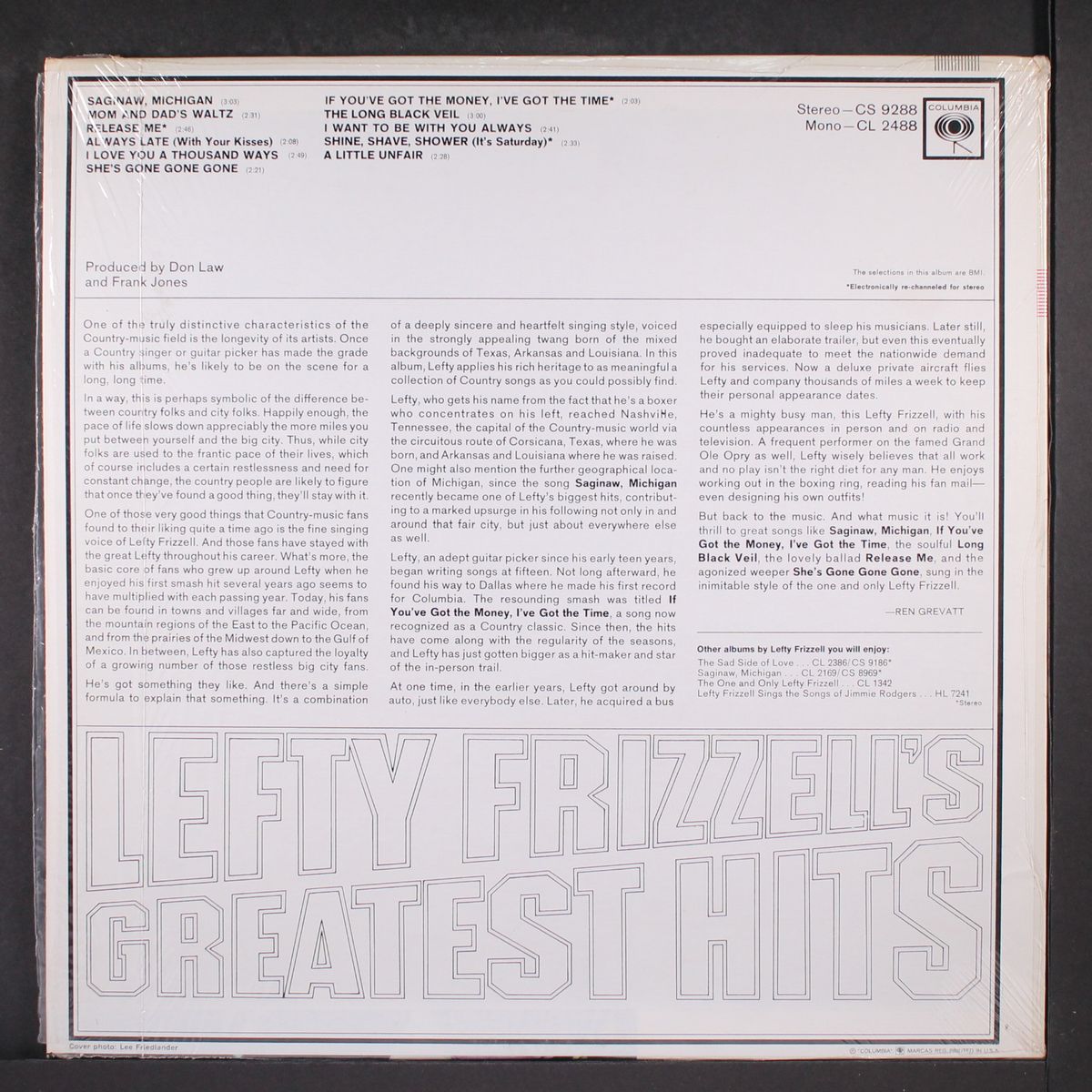 greatest hits by LEFTY FRIZZELL