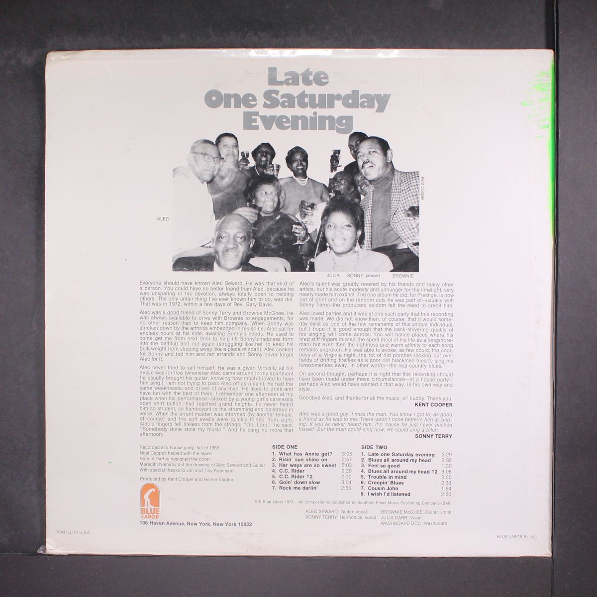 late one saturday evening by ALEC SEWARD