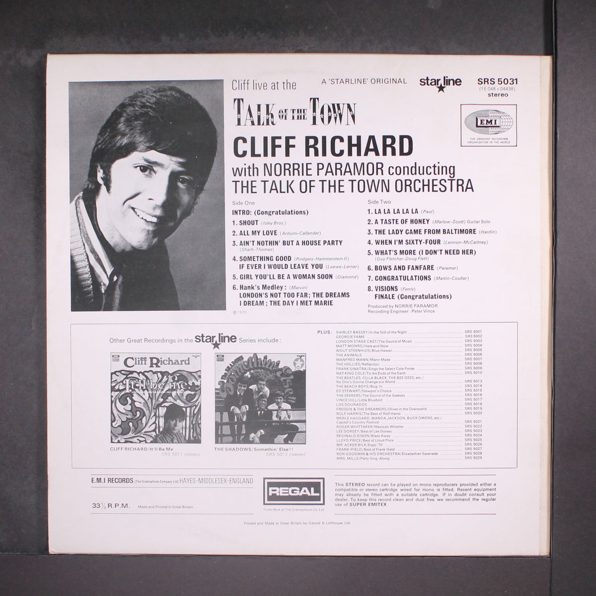 live at the talk of the town by CLIFF RICHARD