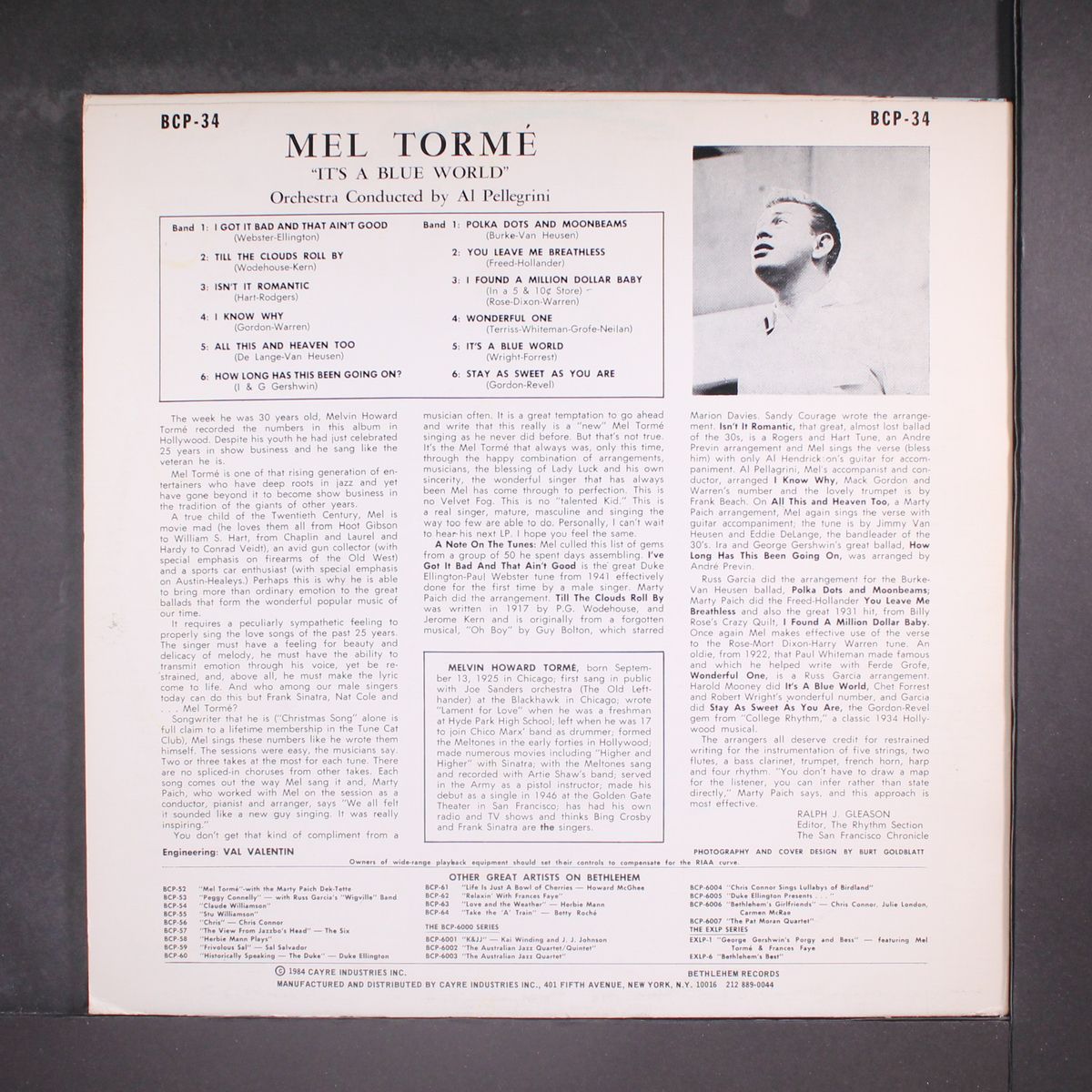 it's a blue world by MEL TORME