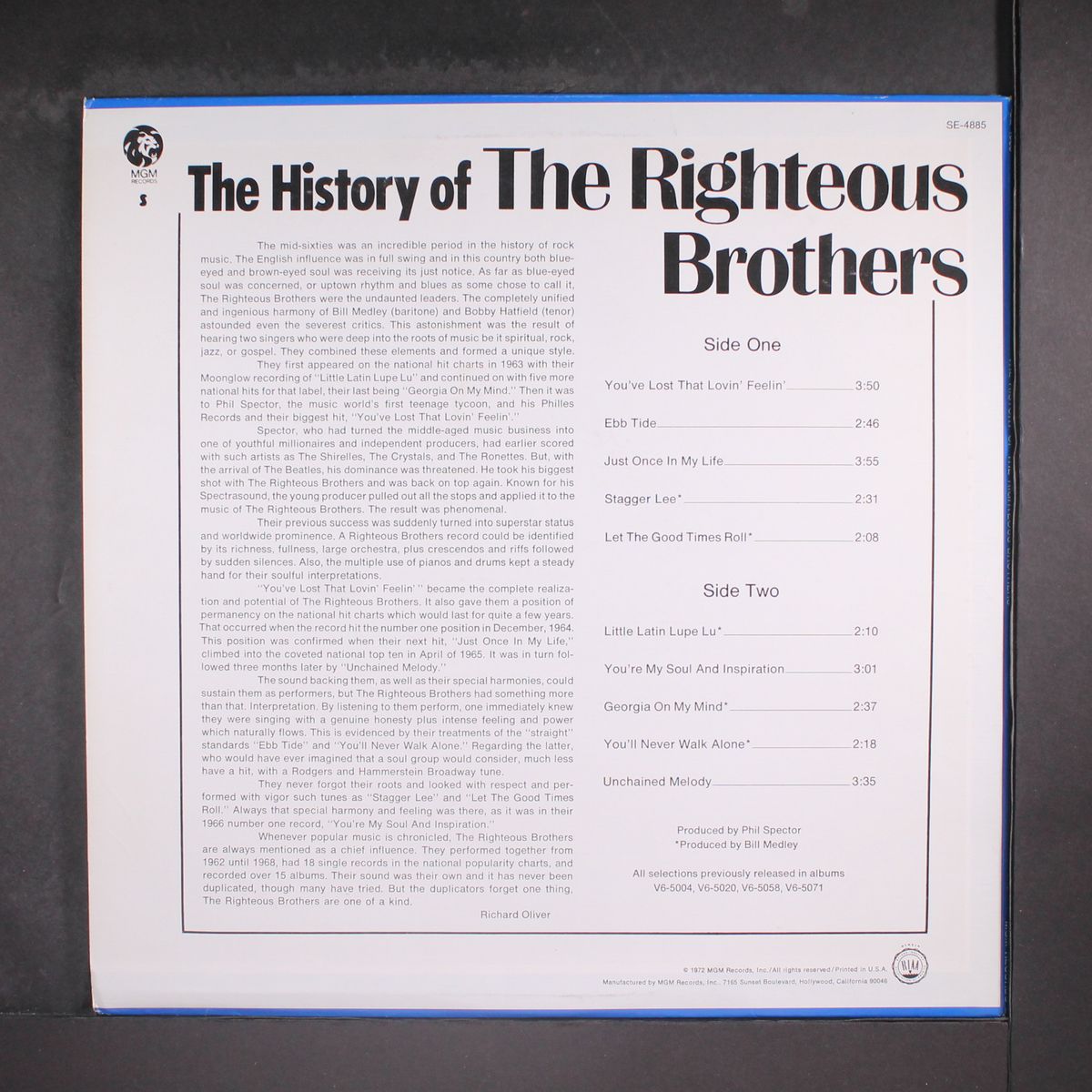 history of by RIGHTEOUS BROTHERS