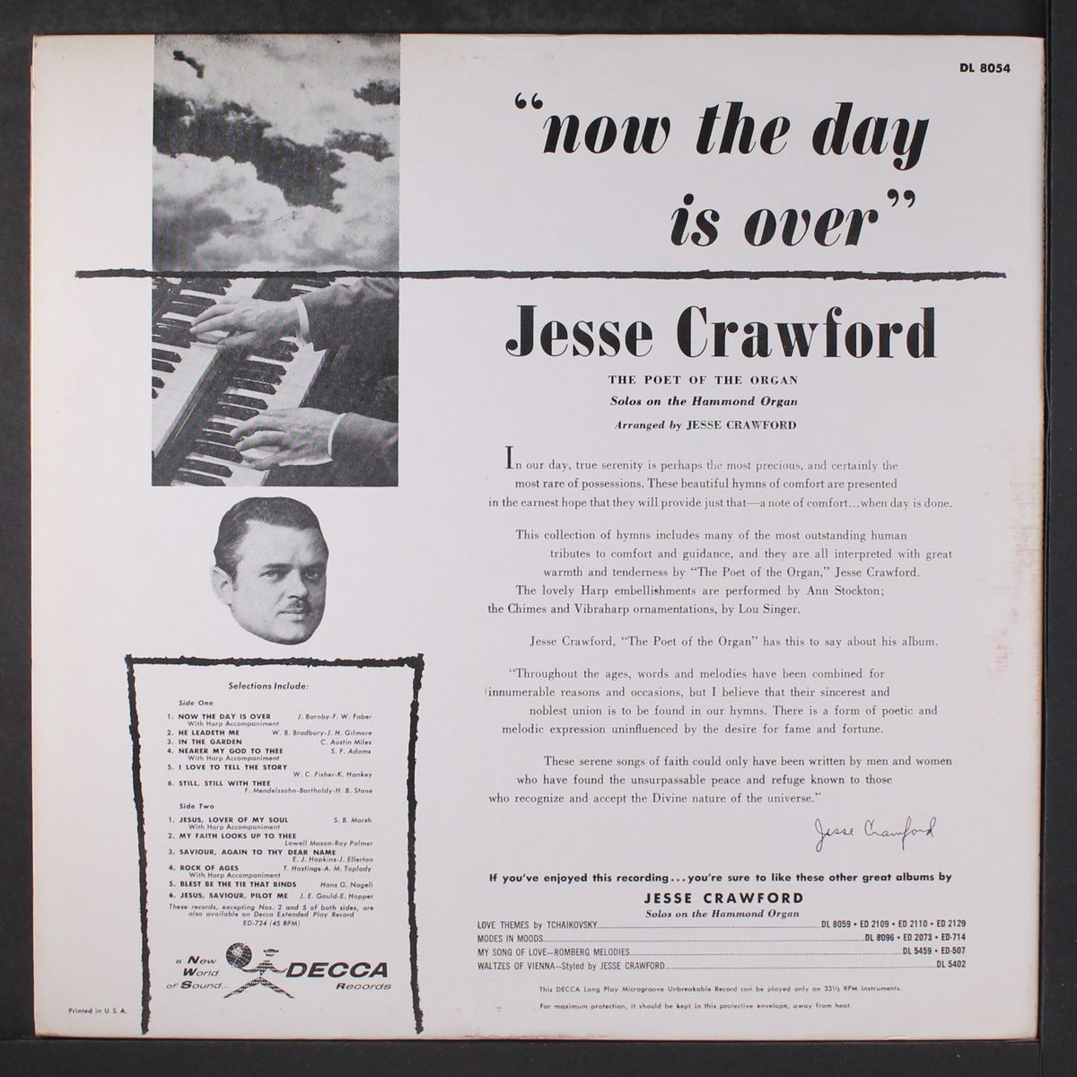 now the day is over by JESSE CRAWFORD