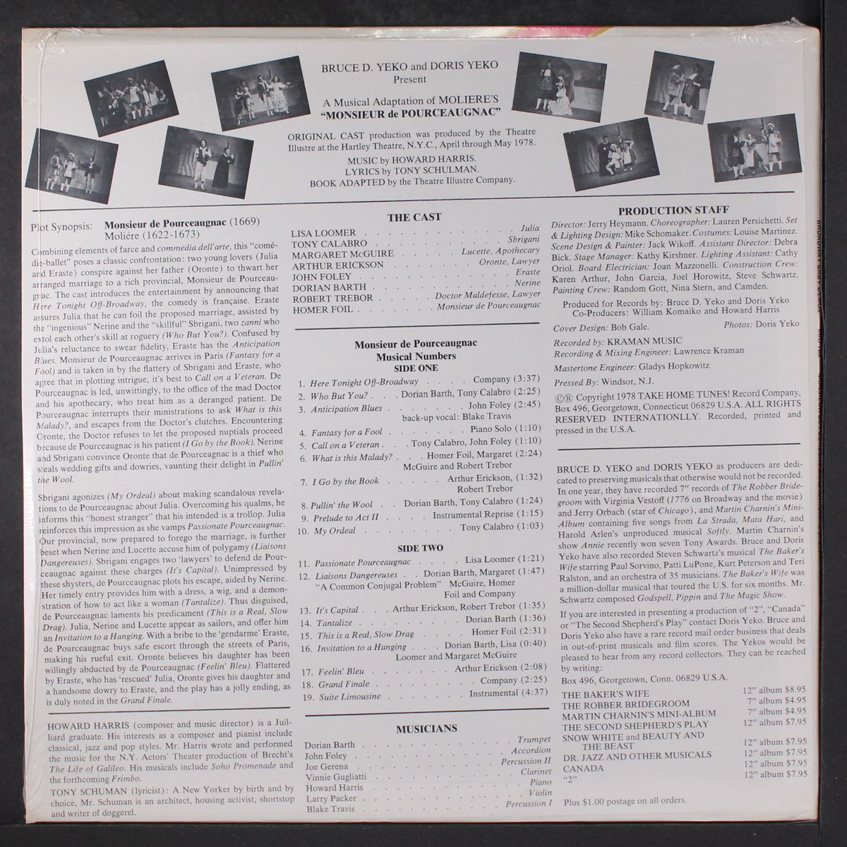 moliere's monsieur de pourceaugnac by ORIGINAL CAST