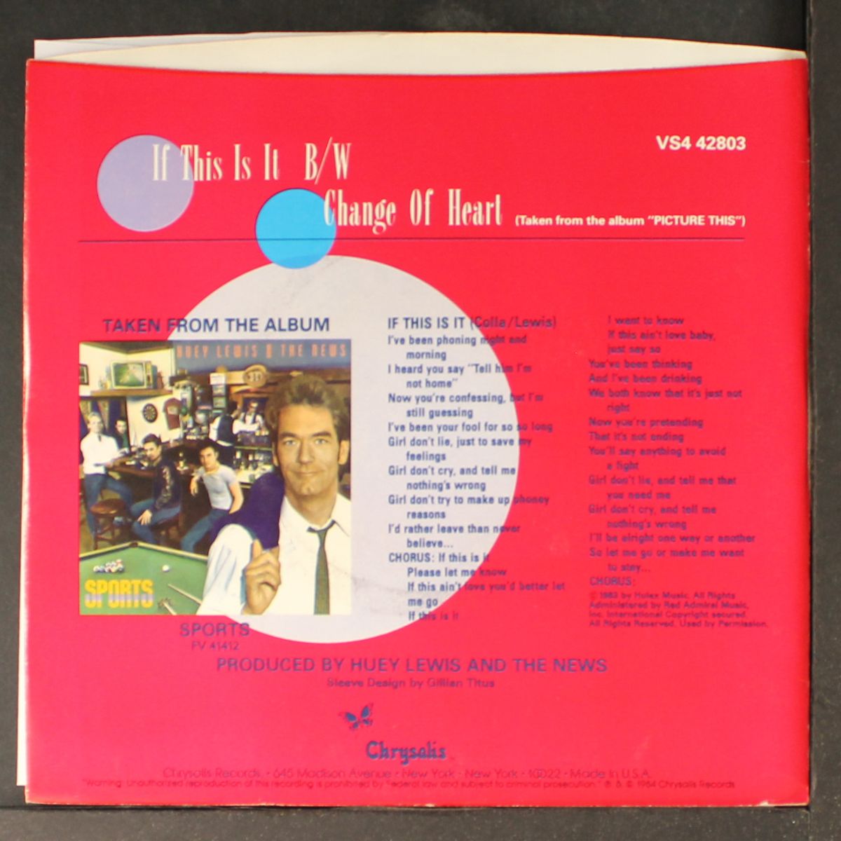 if this is it / change of heart by HUEY LEWIS AND THE NEWS