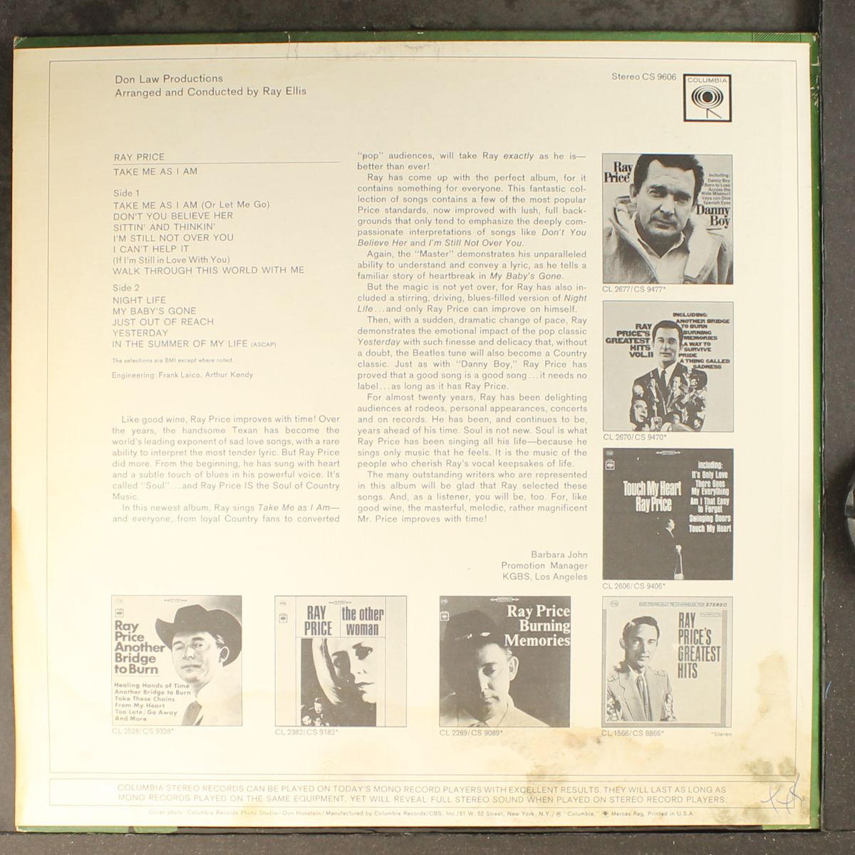 take me as i am by RAY PRICE
