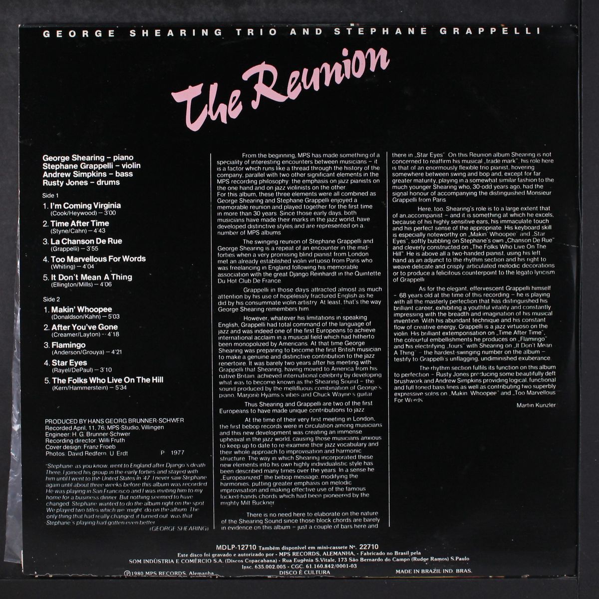 the reunion by GEORGE SHEARING & STEPHANE GRAPELLI