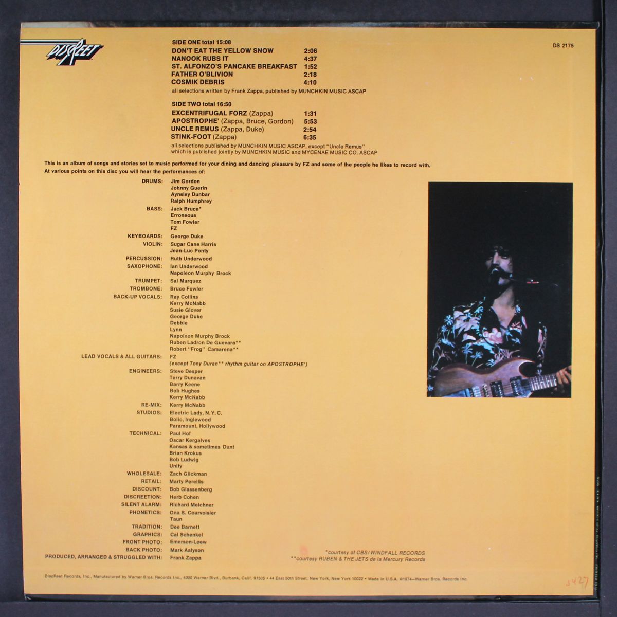 apostrophe (' ) by FRANK ZAPPA