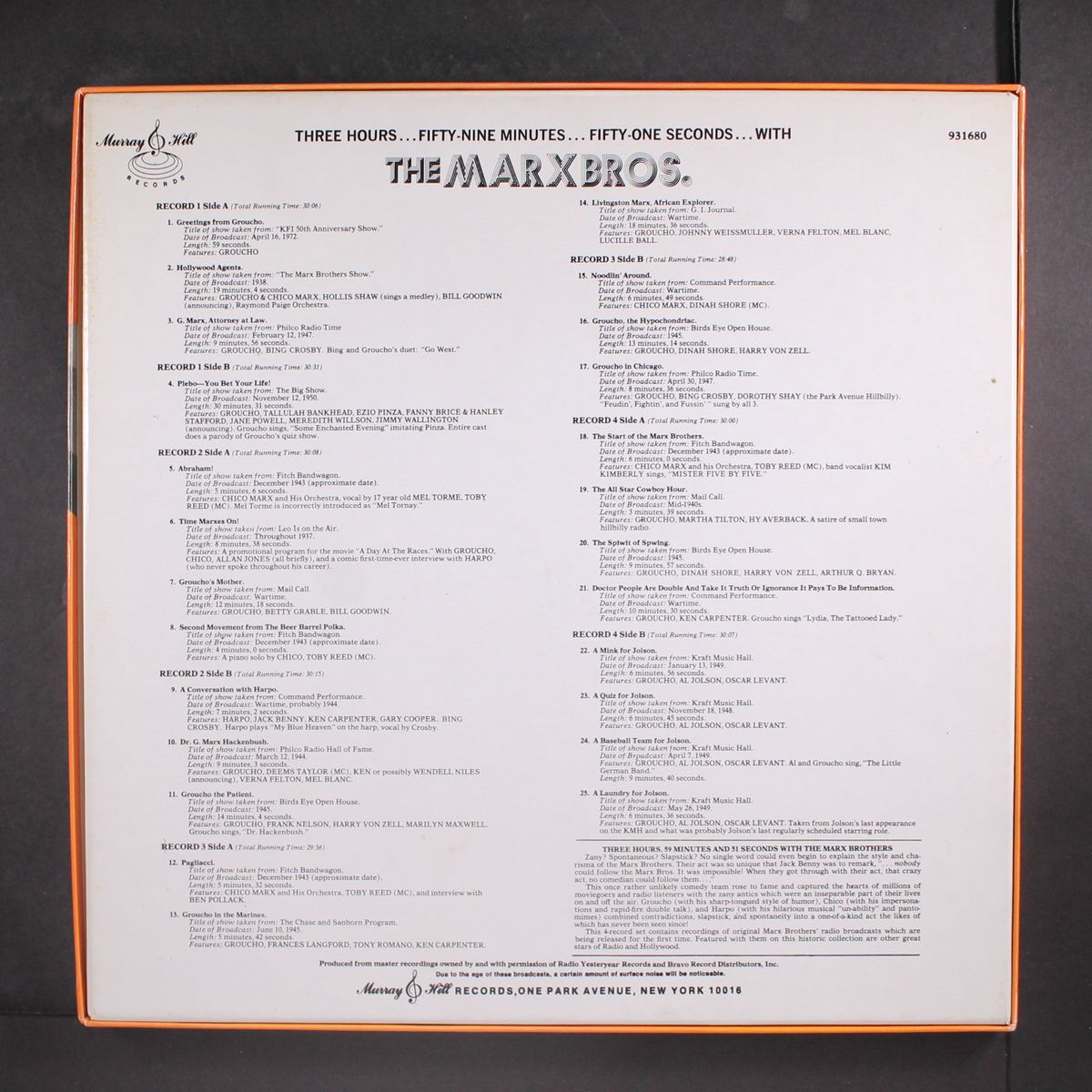 three hours...fifty-nine minutes by MARX BROS.