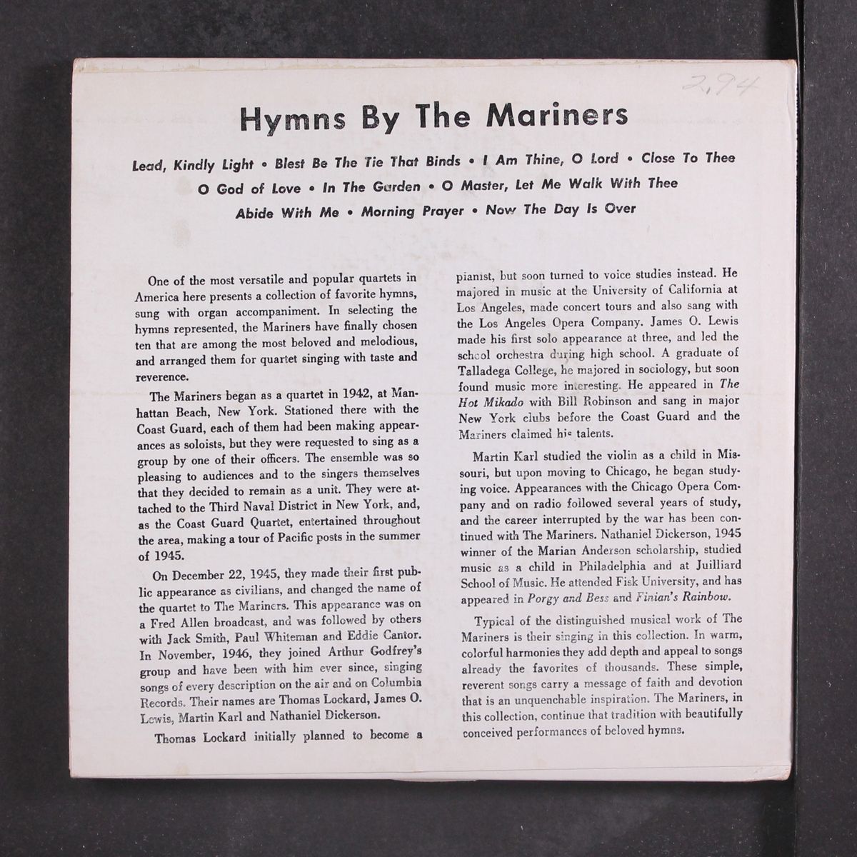 hymns by MARINERS