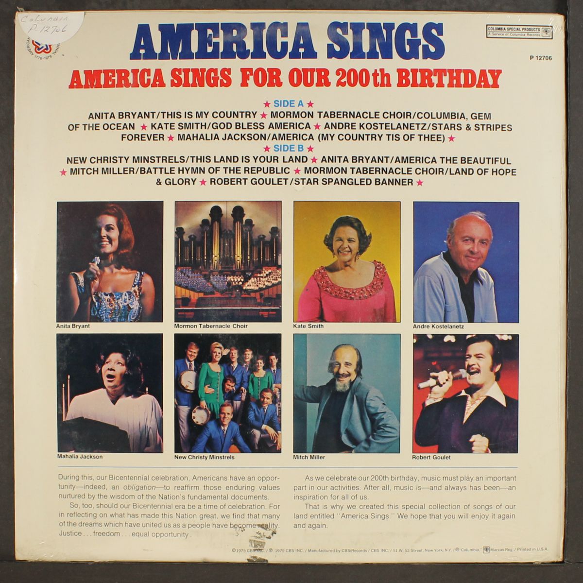 america sings for our 200th birthday by VARIOUS