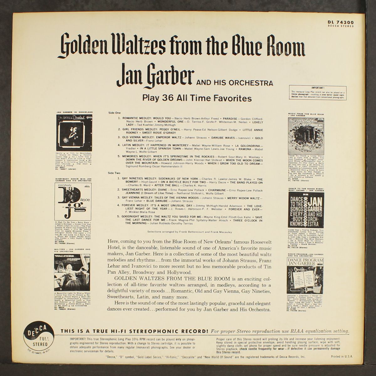 golden waltzes from the blue room by JAN GARBER