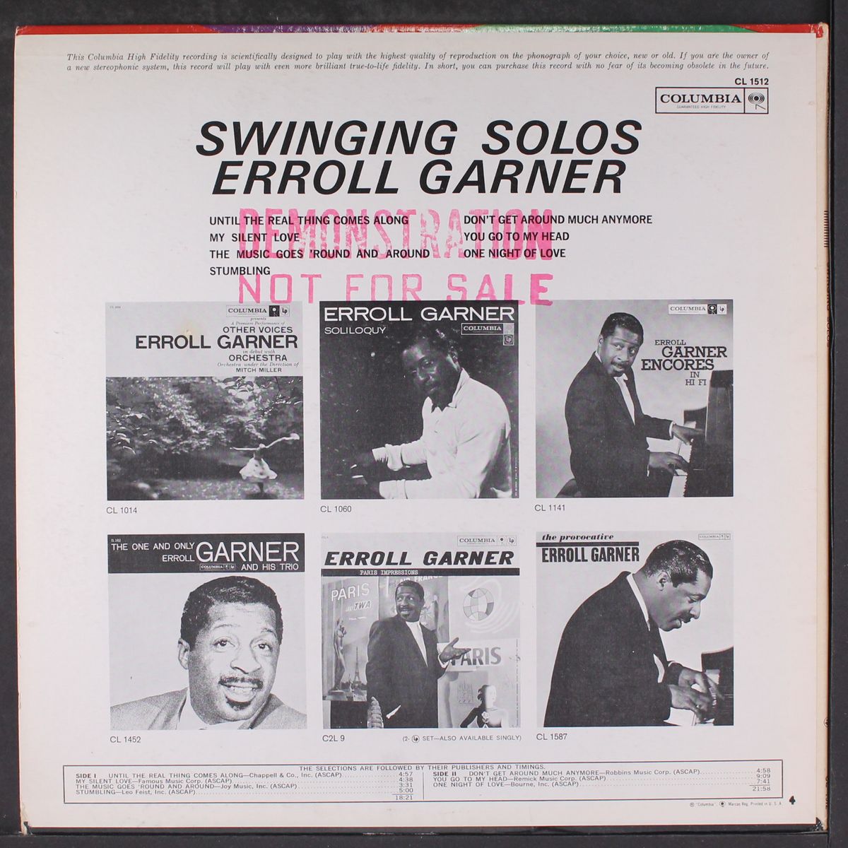 swinging solos by ERROLL GARNER