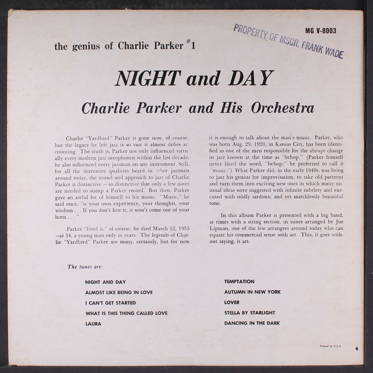 night and day by CHARLIE PARKER