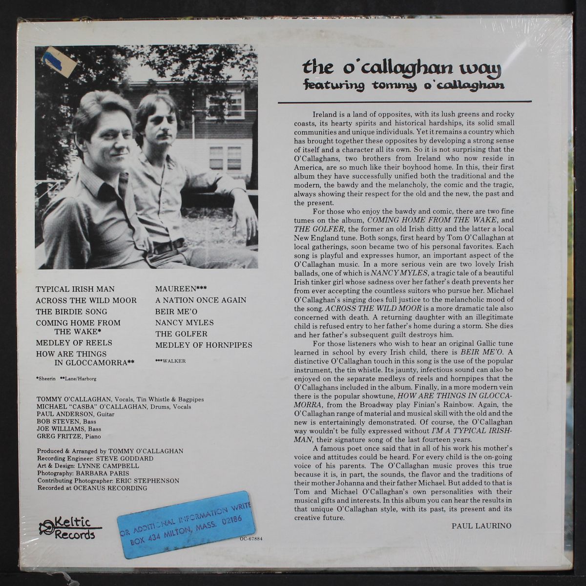 the o'callaghan way by TOMMY O'CALLAGHAN