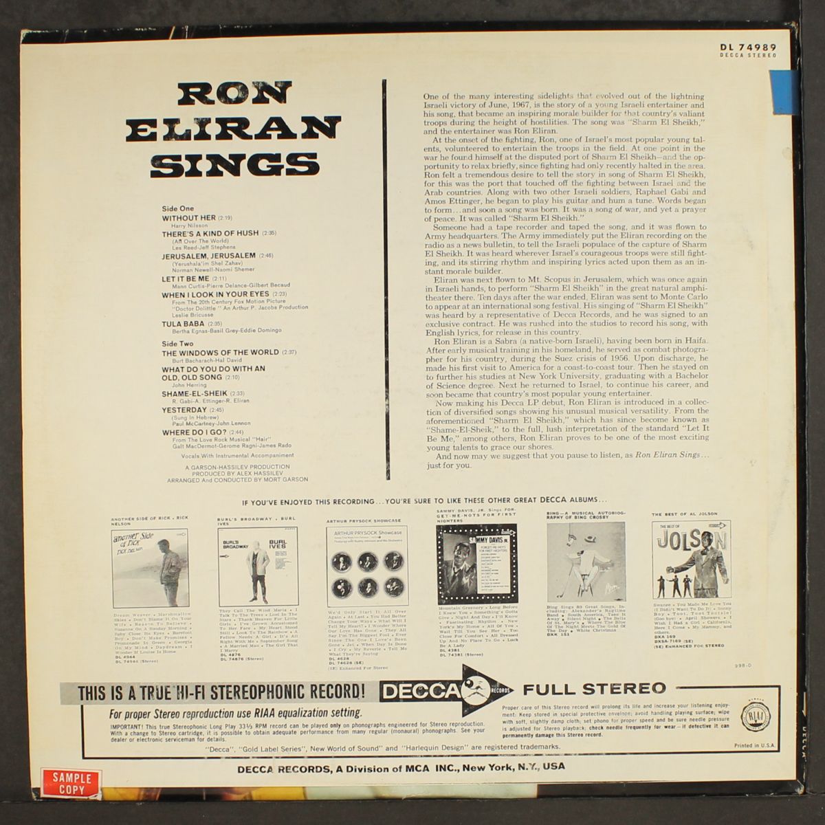sings by RON ELIRAN