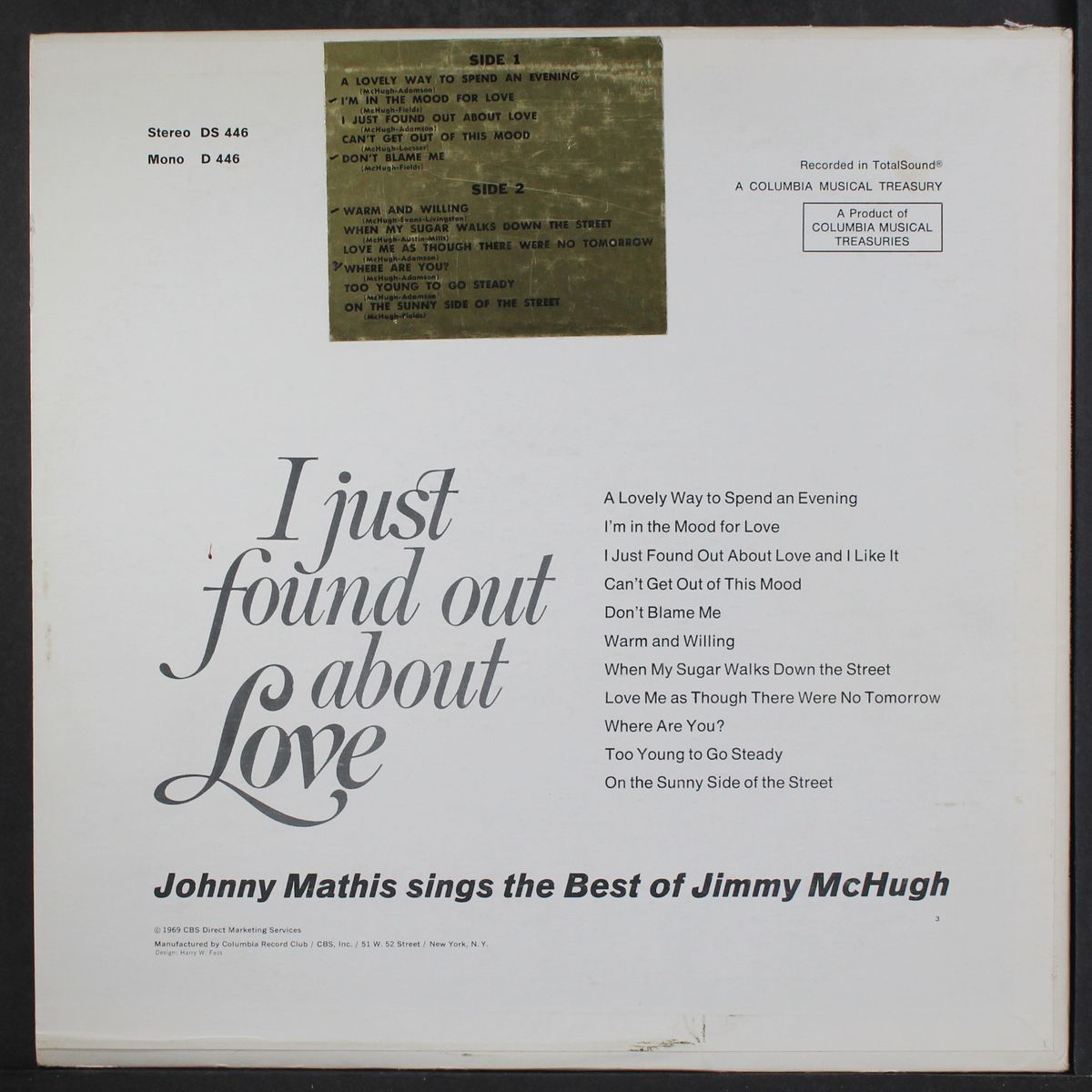 i just found out about love! by JOHNNY MATHIS