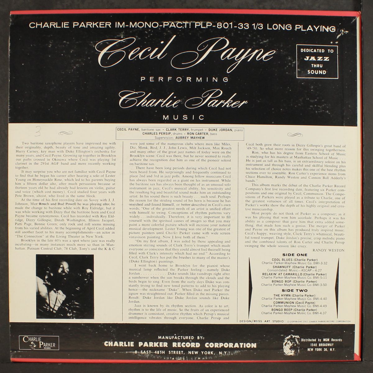 performing charlie parker music by CECIL PAYNE