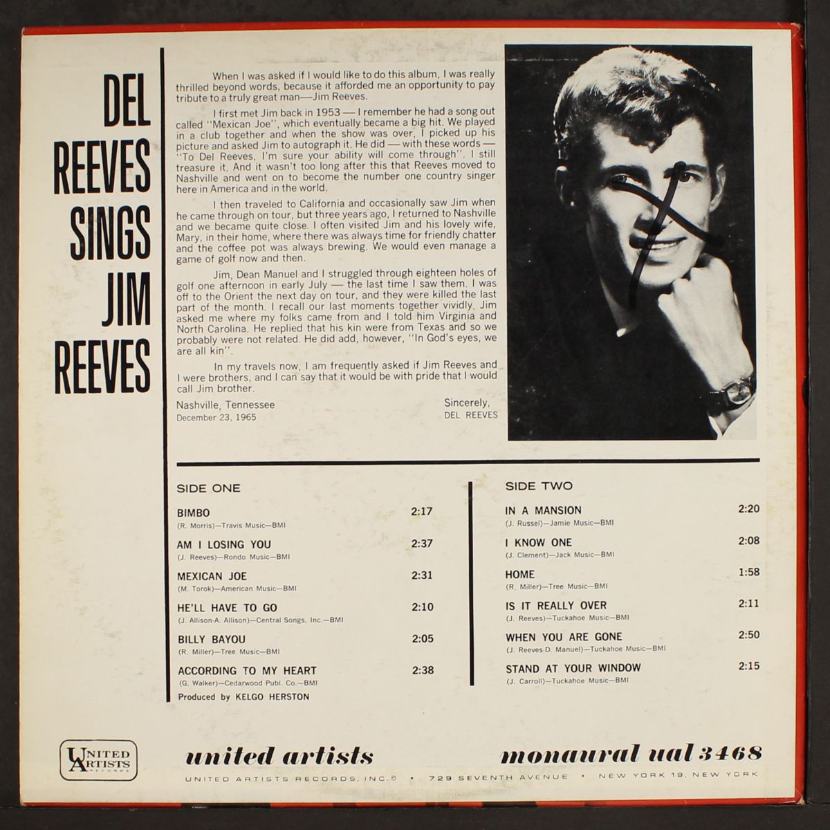 sings jim reeves by DEL REEVES