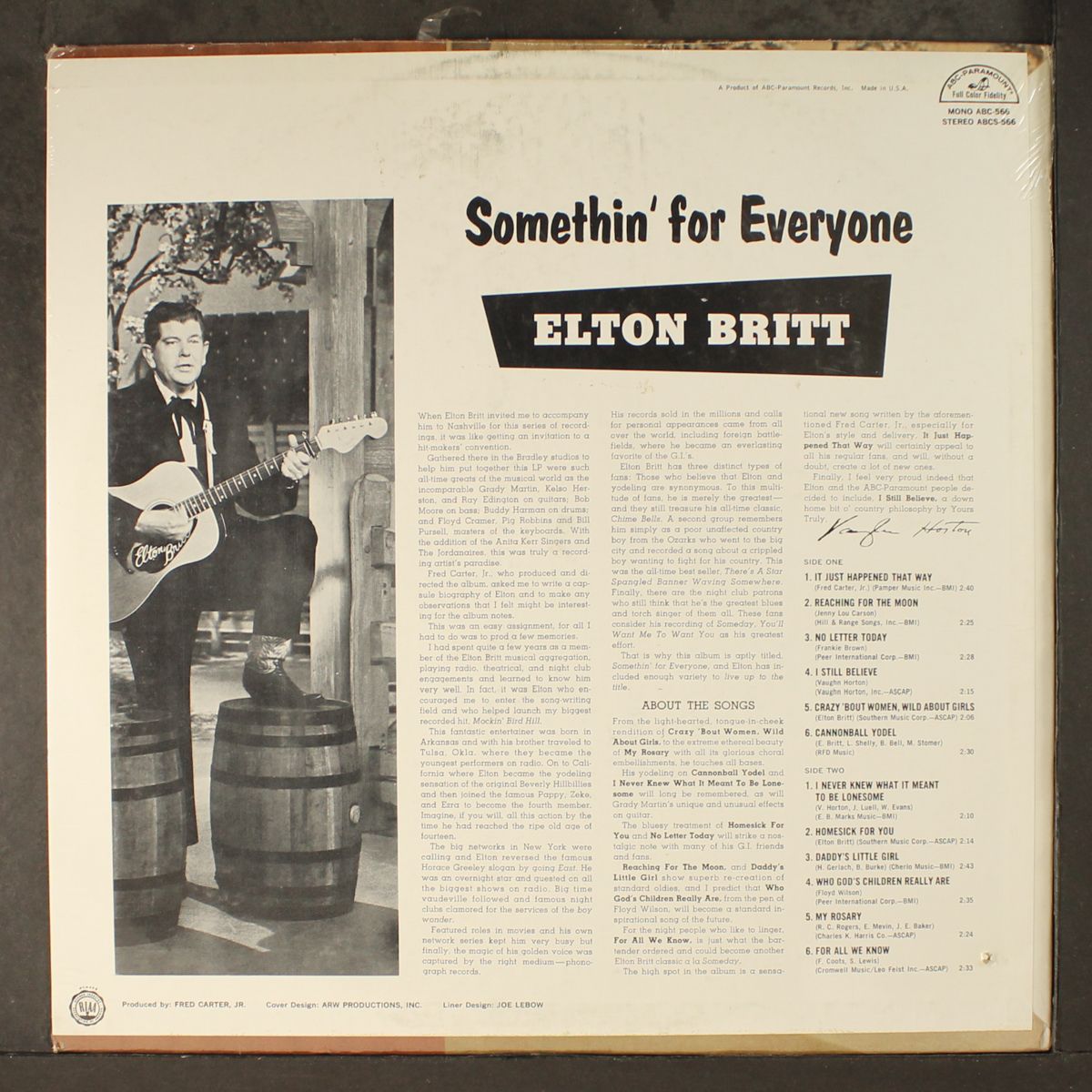 somethin' for everyone by ELTON BRITT
