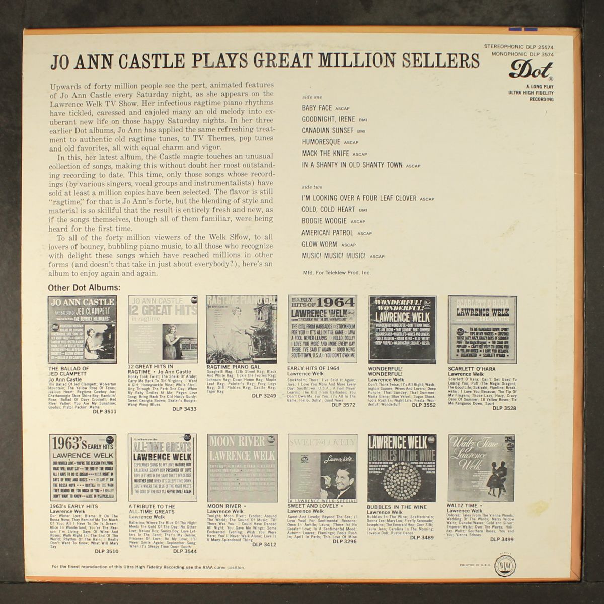 plays great million sellers by JO ANN CASTLE