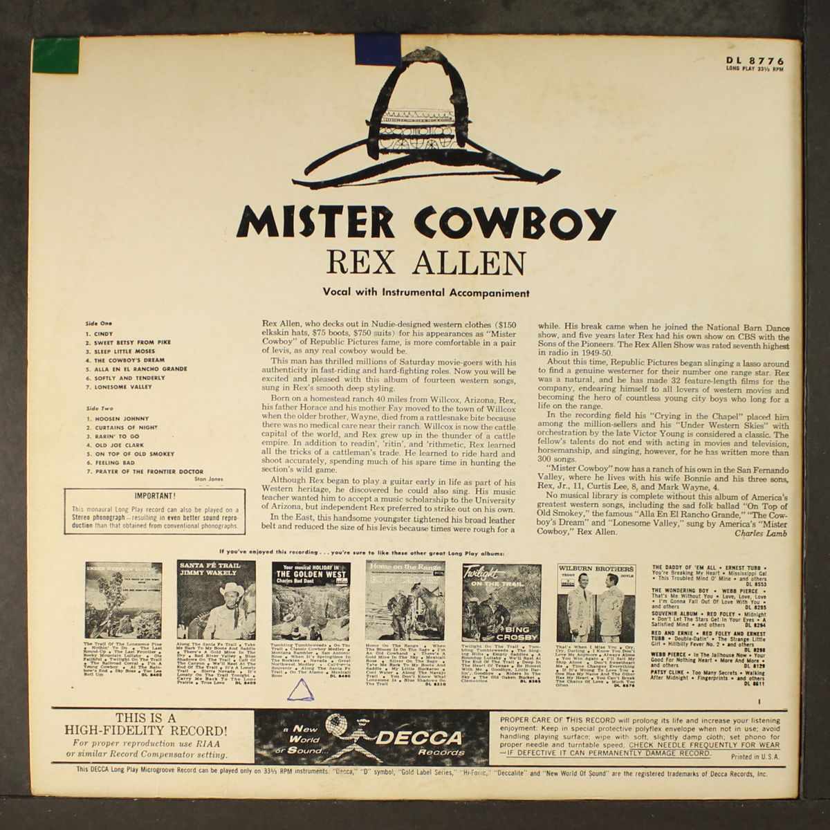 mister cowboy by REX ALLEN