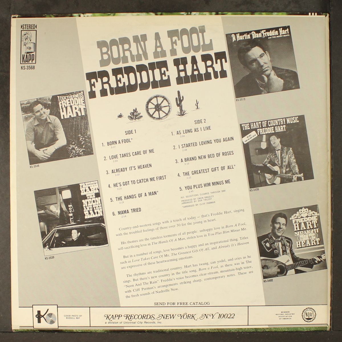 born a fool by FREDDIE HART