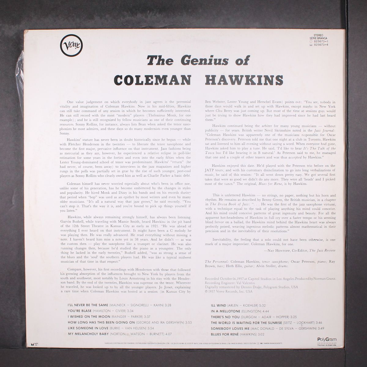 the genius of by COLEMAN HAWKINS