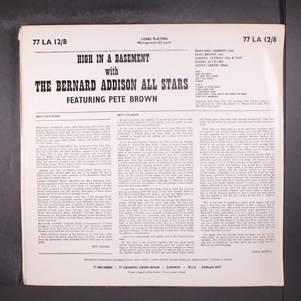 high in a basement by BERNARD ADDISON