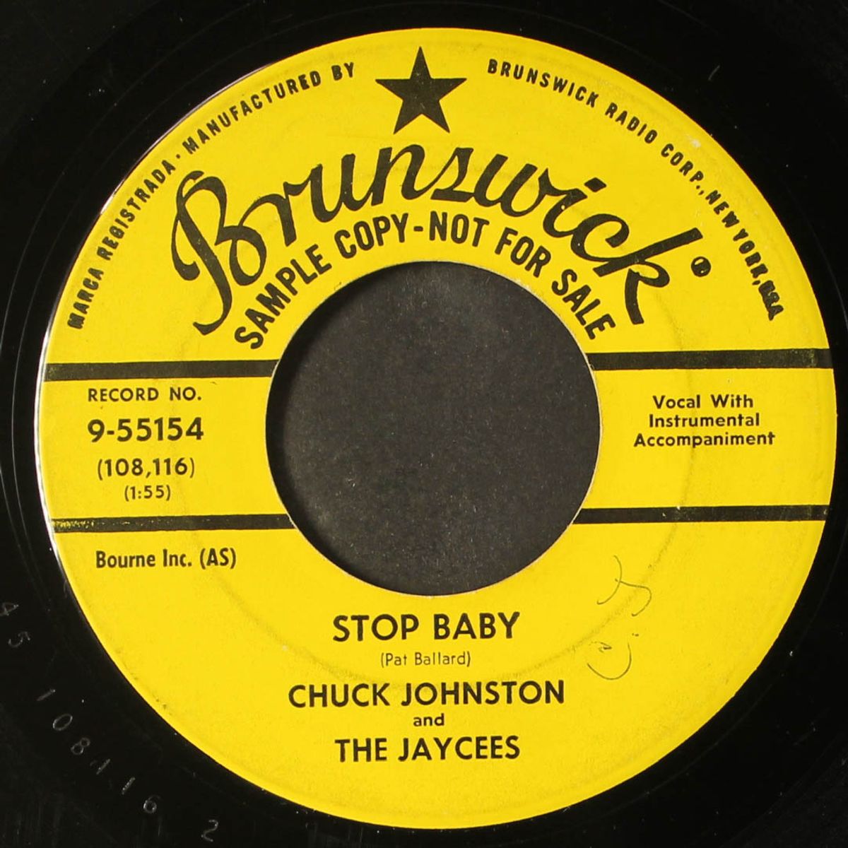 stop baby / sweet baby by CHUCK JOHNSTON & JAYCEES