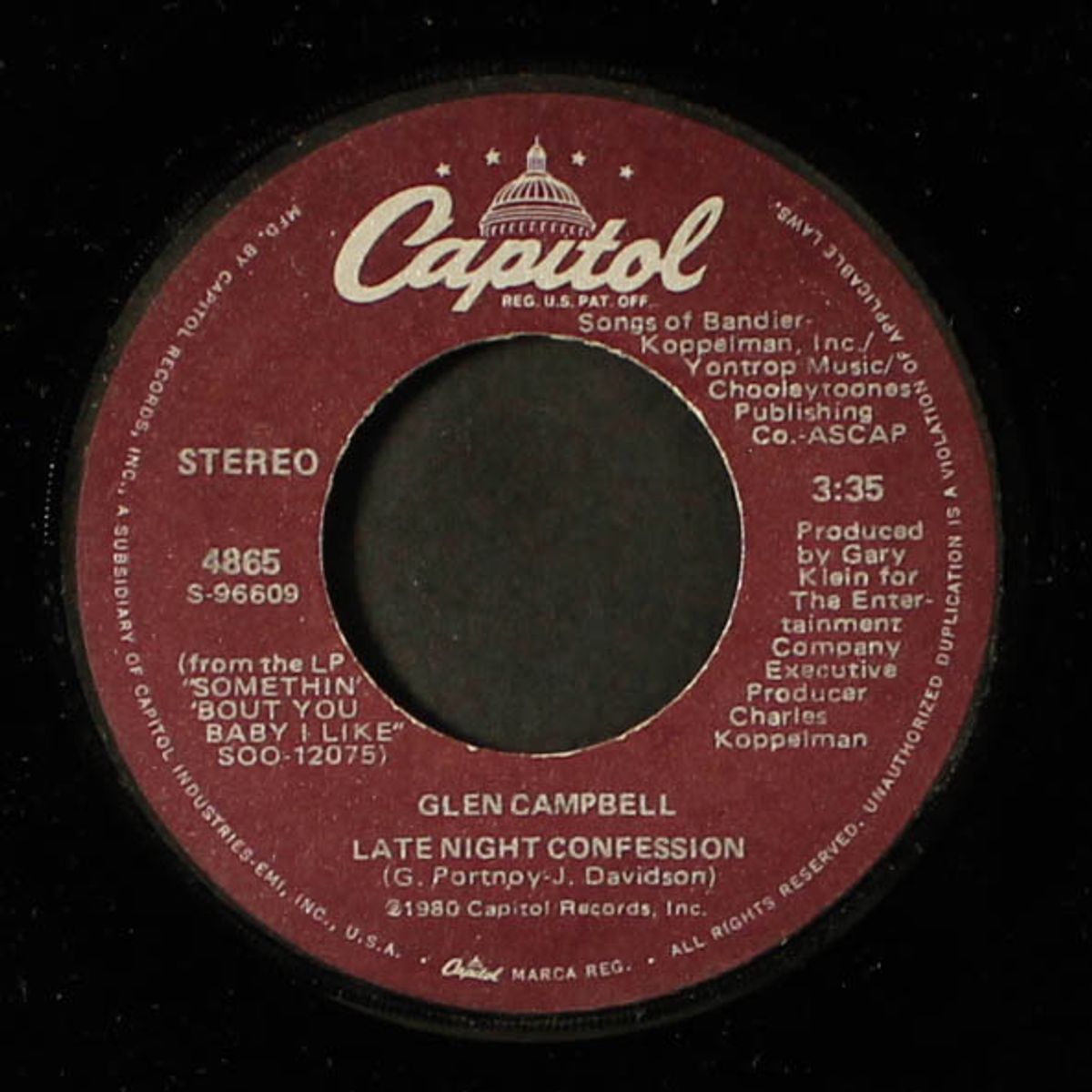 somethin' 'bout you baby i like / late night confession by GLEN CAMPBELL