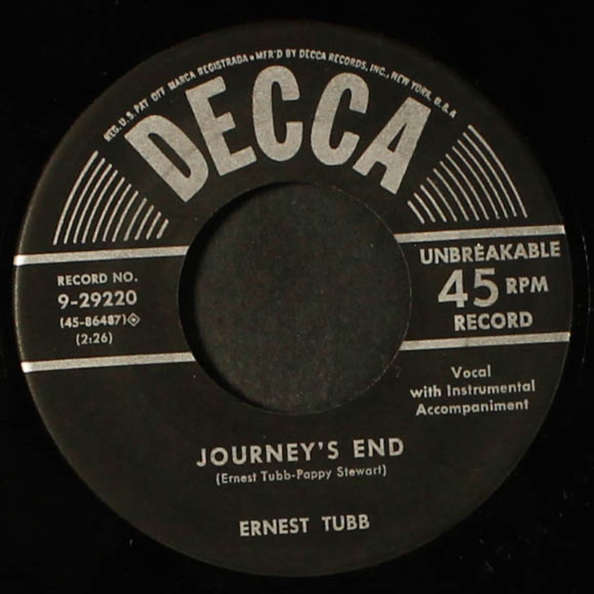 two glasses, joe / journey's end by ERNEST TUBB