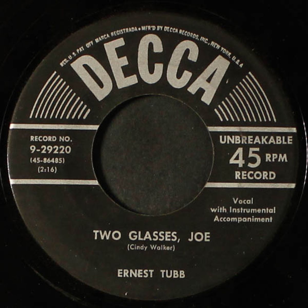 two glasses, joe / journey's end by ERNEST TUBB