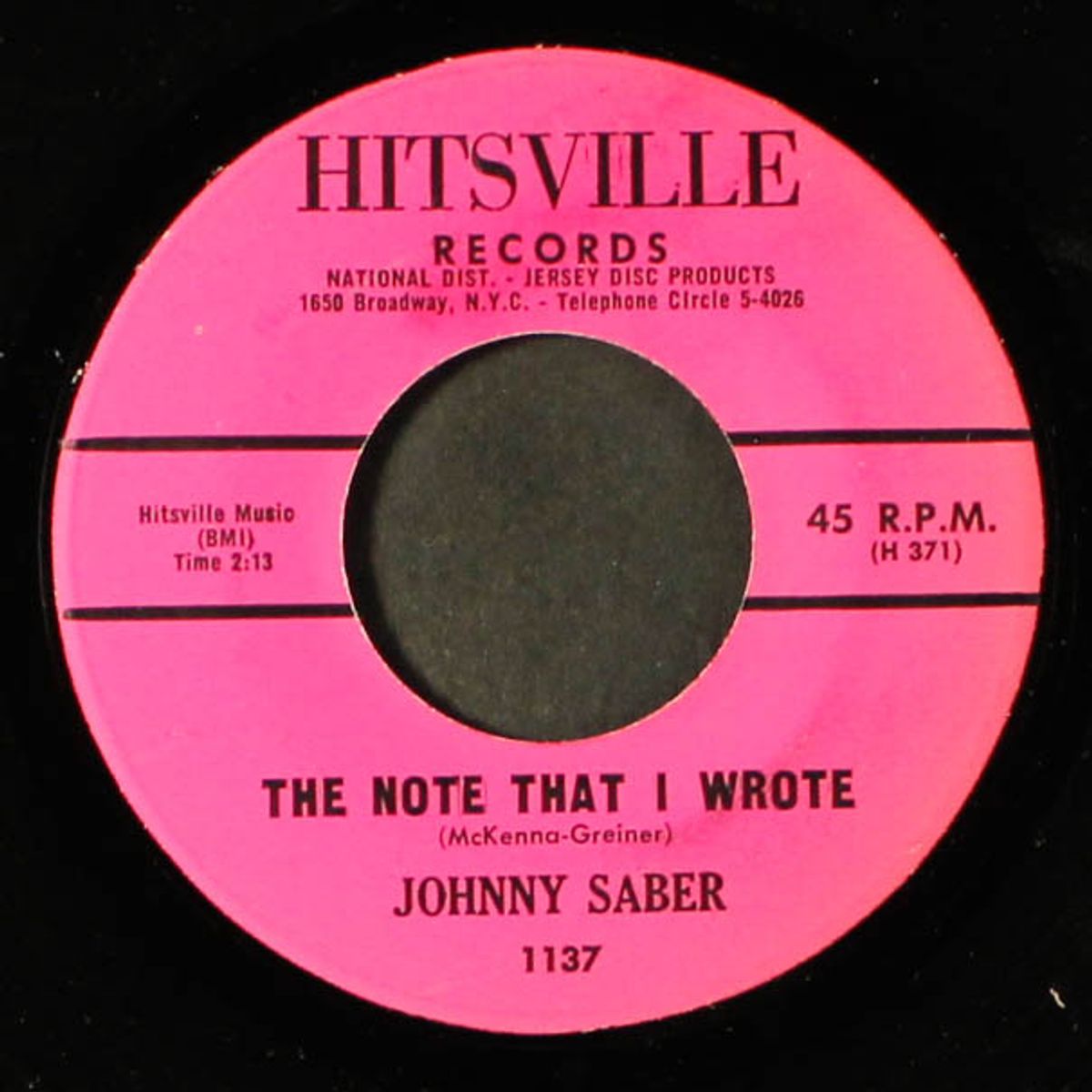 the note that i wrote / baby it's got to be love by JOHNNY SABER