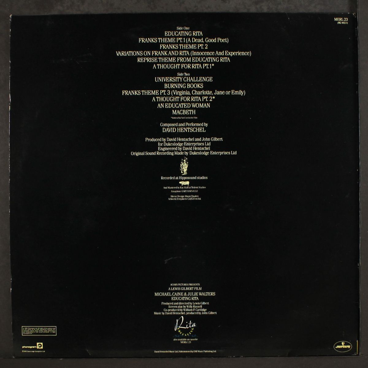 educating rita (soundtrack) by DAVID HENTSCHEL