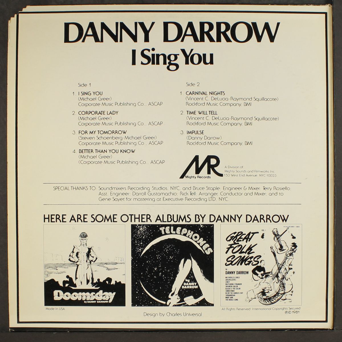 i sing you by DANNY DARROW