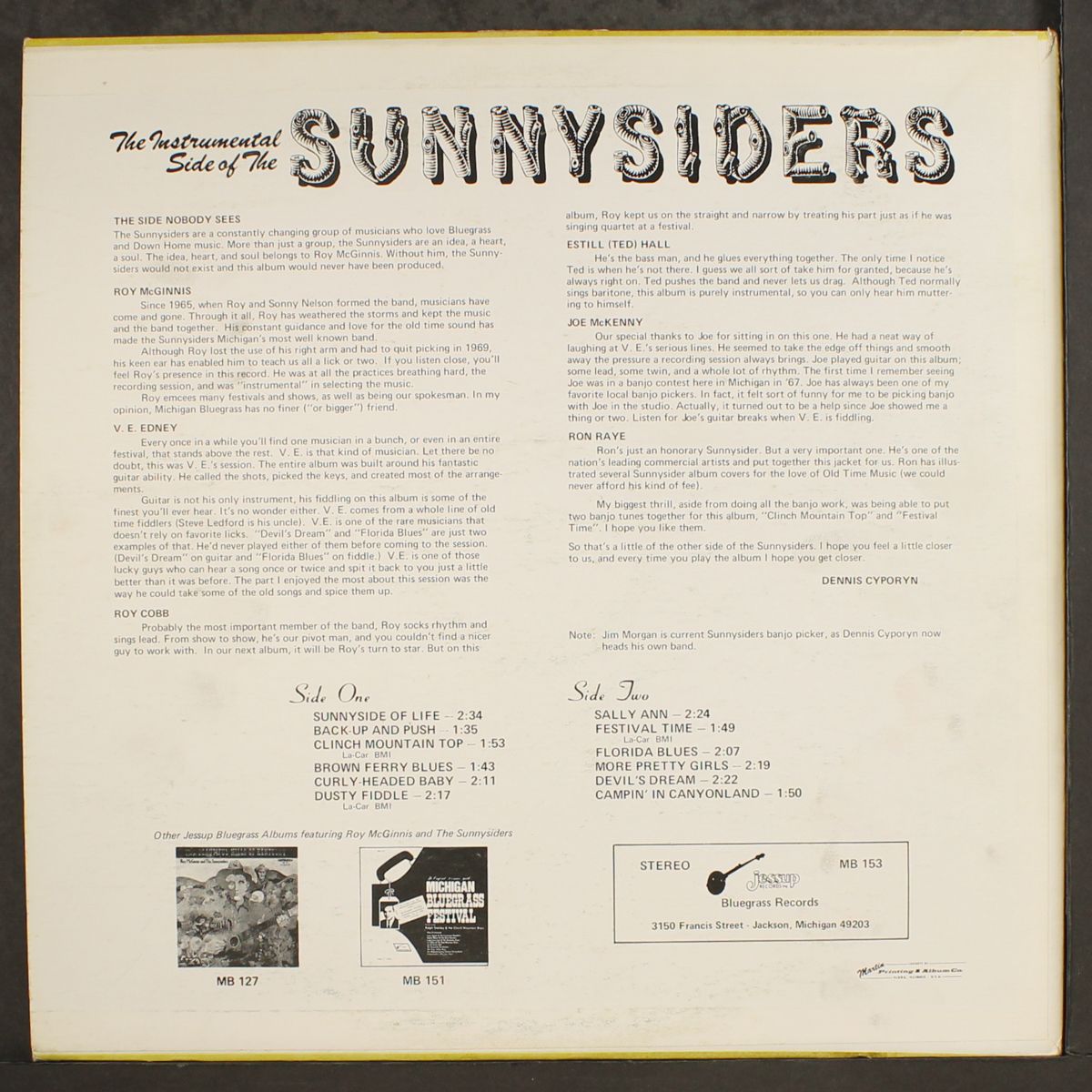 the instrumental side of by ROY MCGINNIS & SUNNYSIDERS