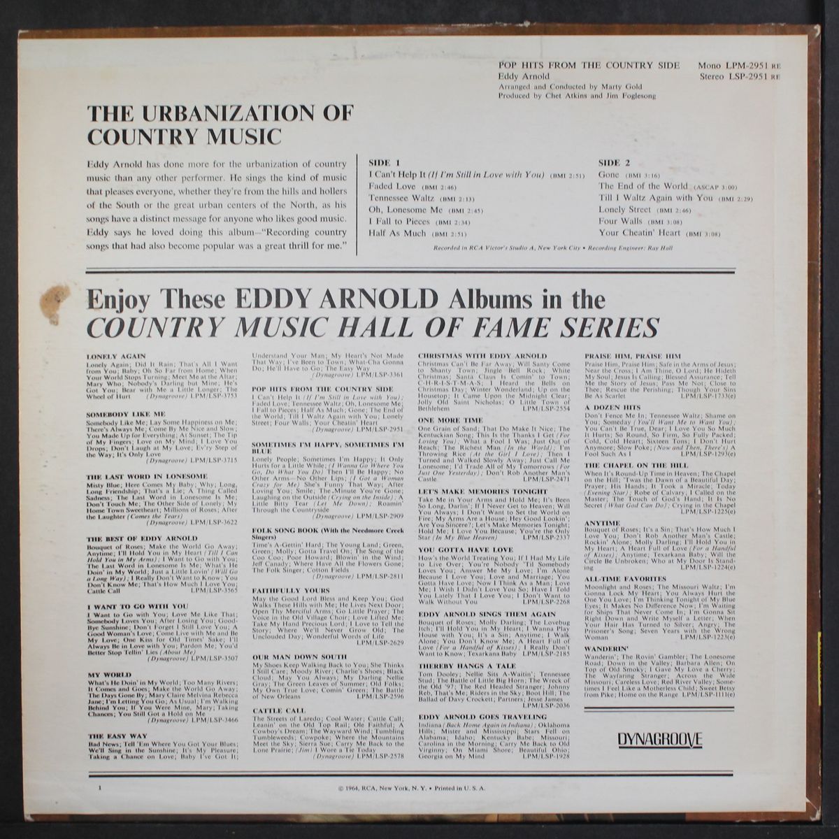 pop hits from the country side by EDDY ARNOLD