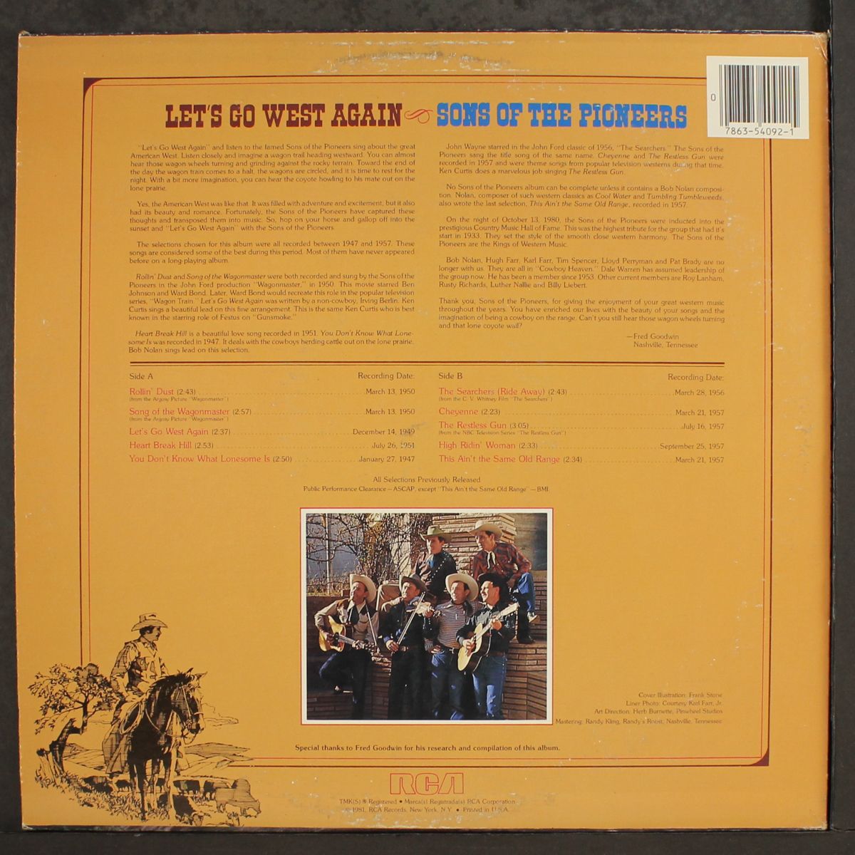 let's go west again by SONS OF THE PIONEERS