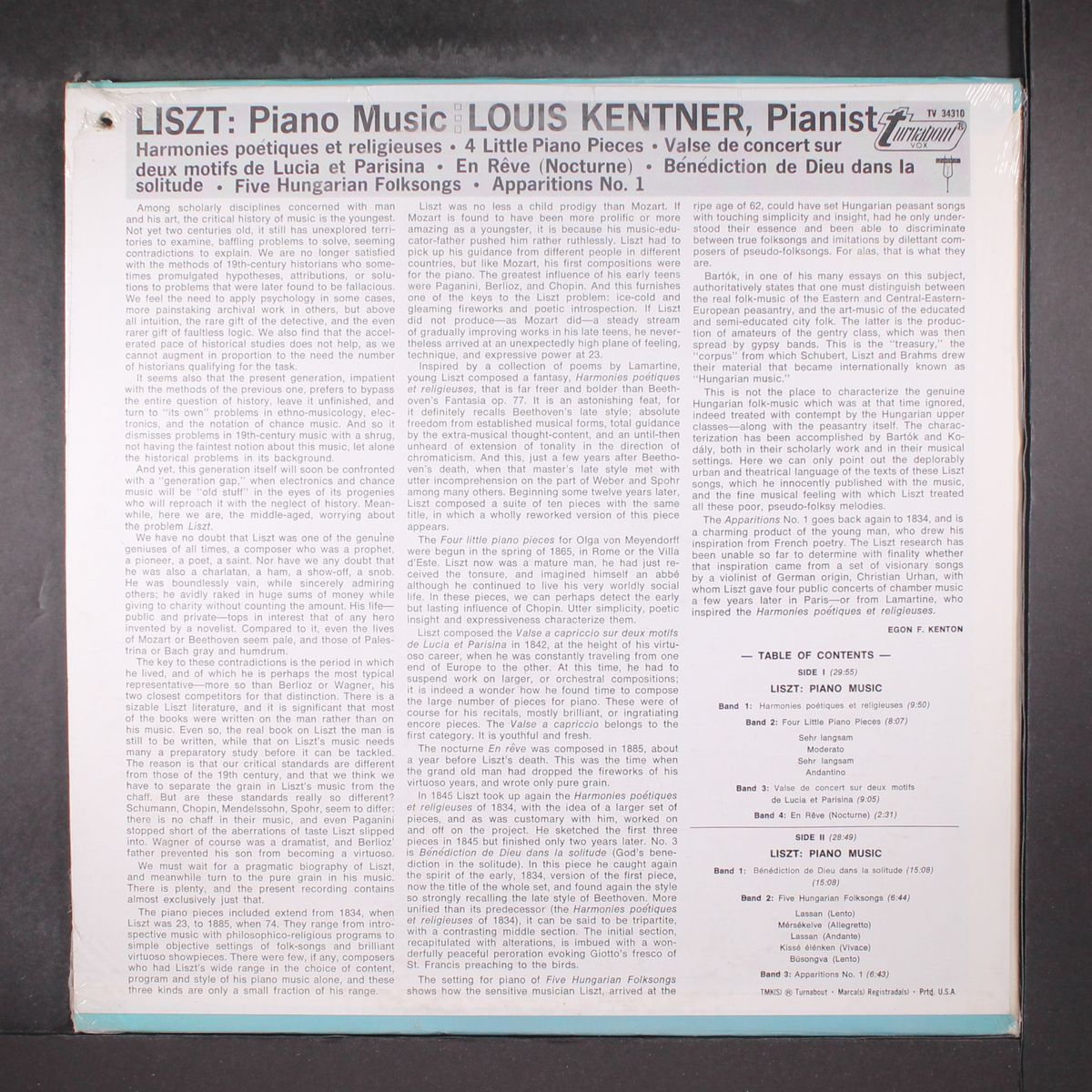 liszt: piano music by LOUIS KENTNER