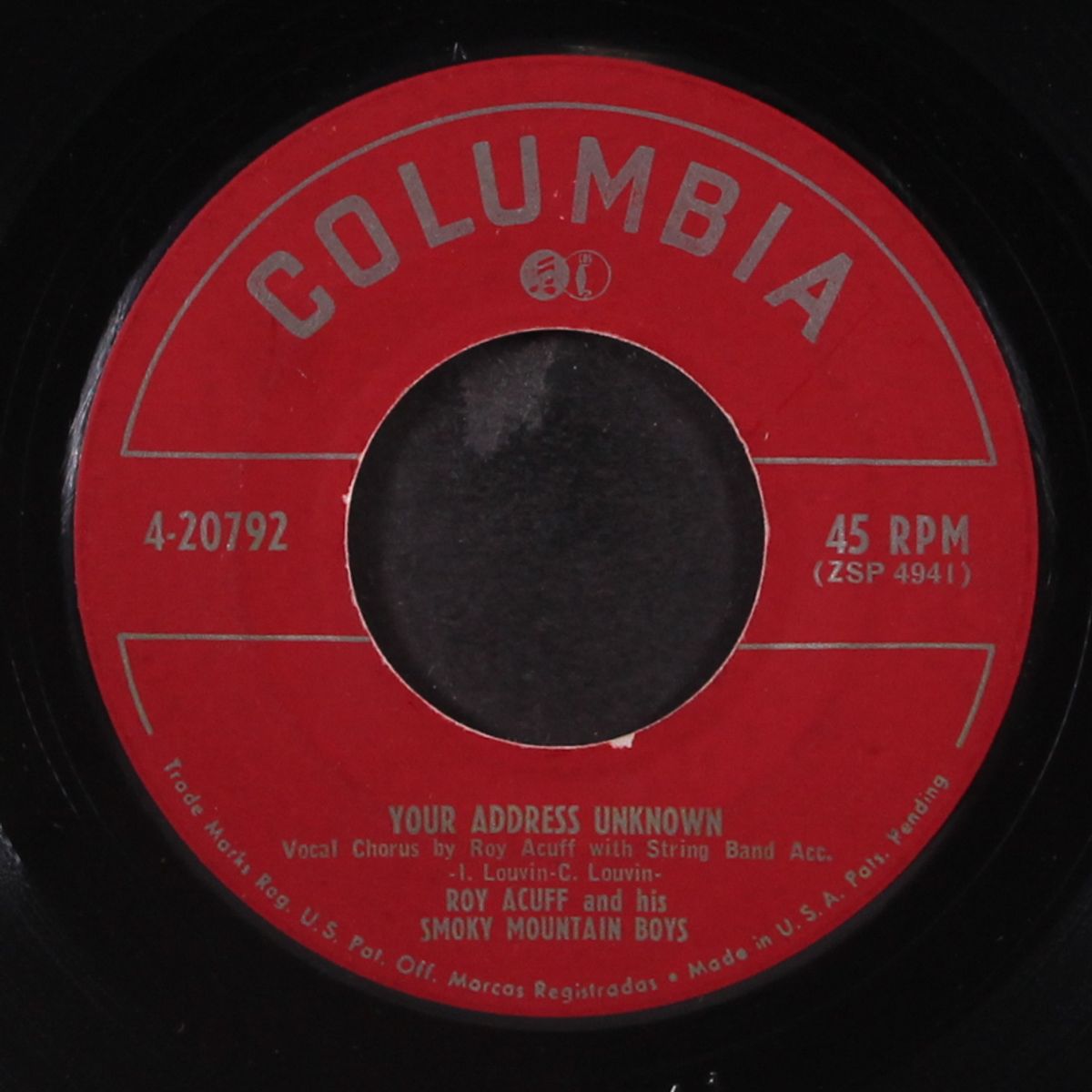 a plastic heart / your address unknown by ROY ACUFF