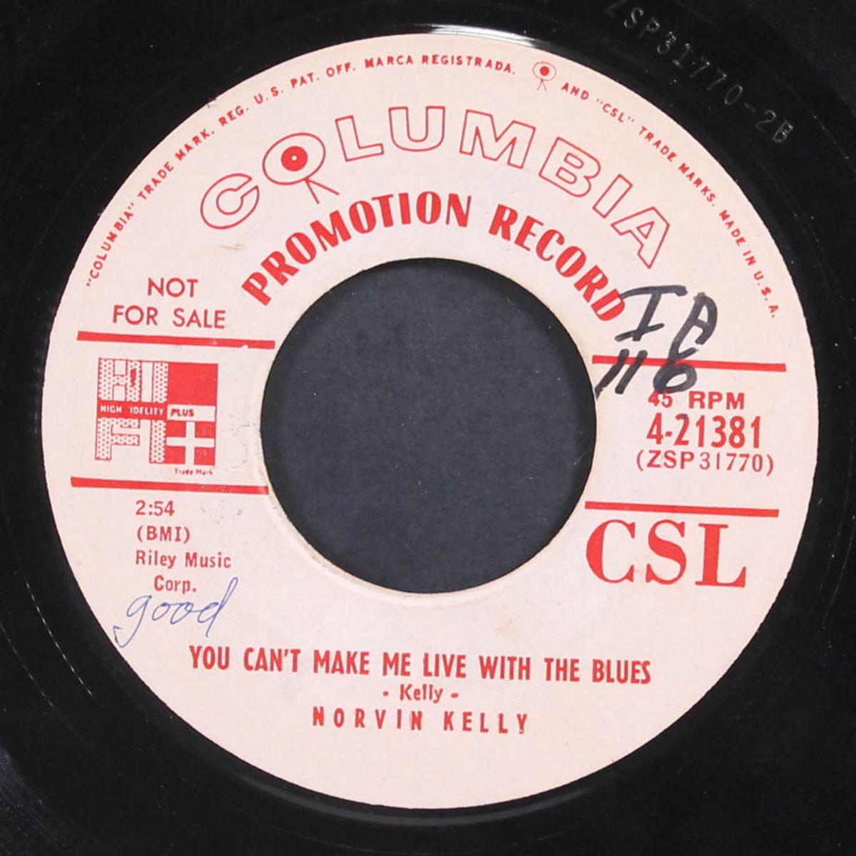 i'm back in your arms again / you can't make me live with the blues by NORVIN KELLY