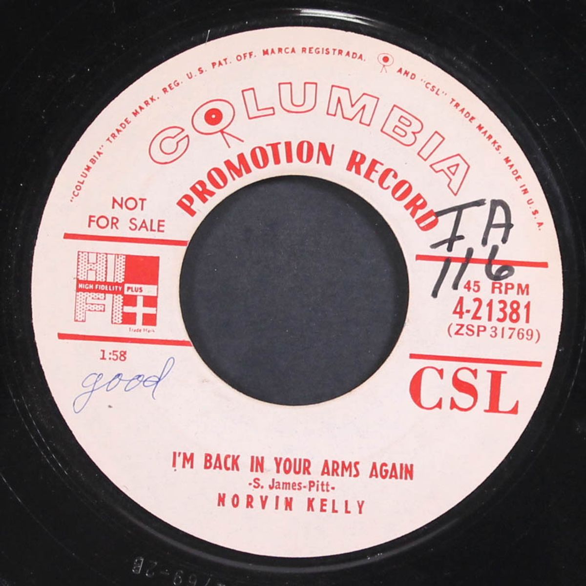 i'm back in your arms again / you can't make me live with the blues by NORVIN KELLY