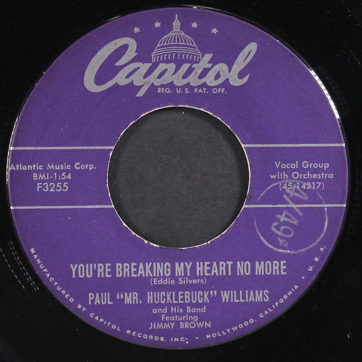 you're breaking my heart no more / it's over by PAUL 'MR. HUCKLEBUCK' WILLIAMS