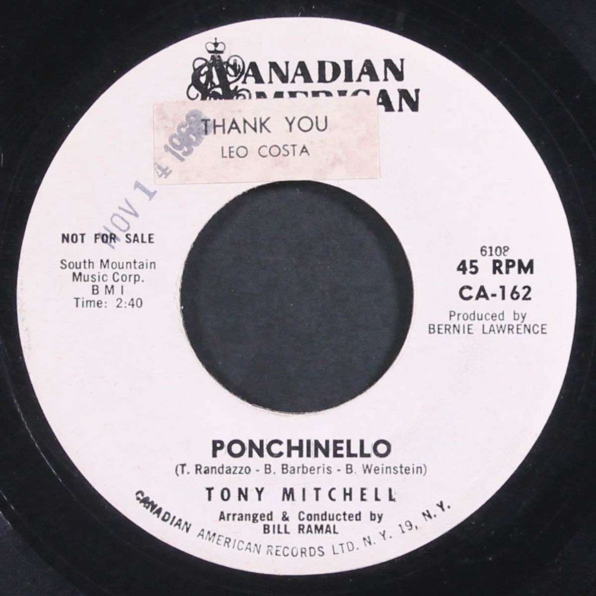 write me a letter / ponchinello by TONY MITCHELL