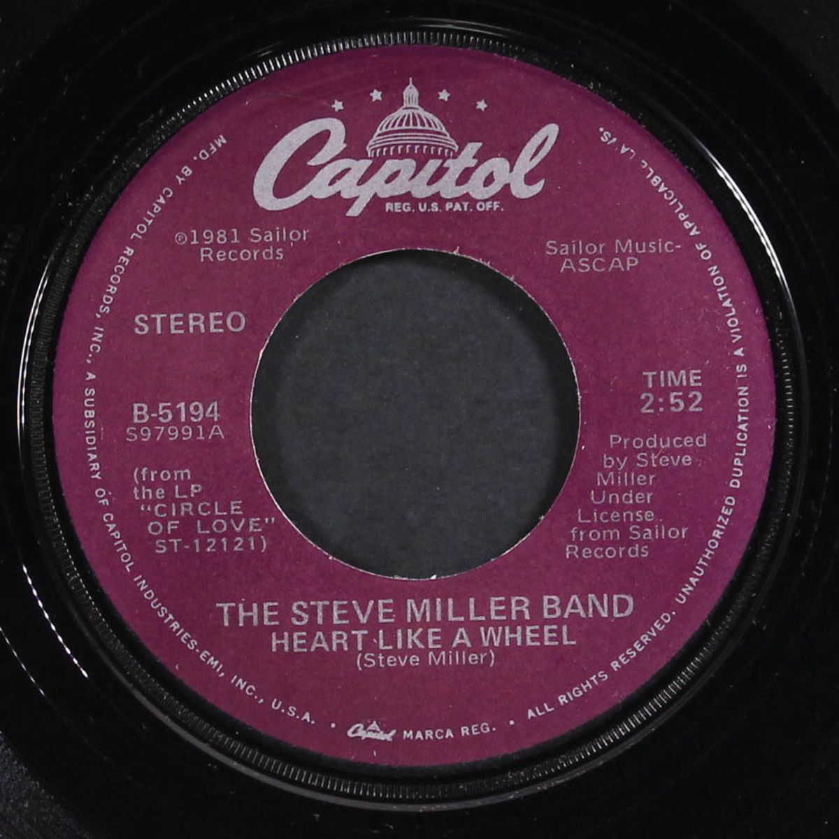 give it up / heart like a wheel by STEVE MILLER BAND