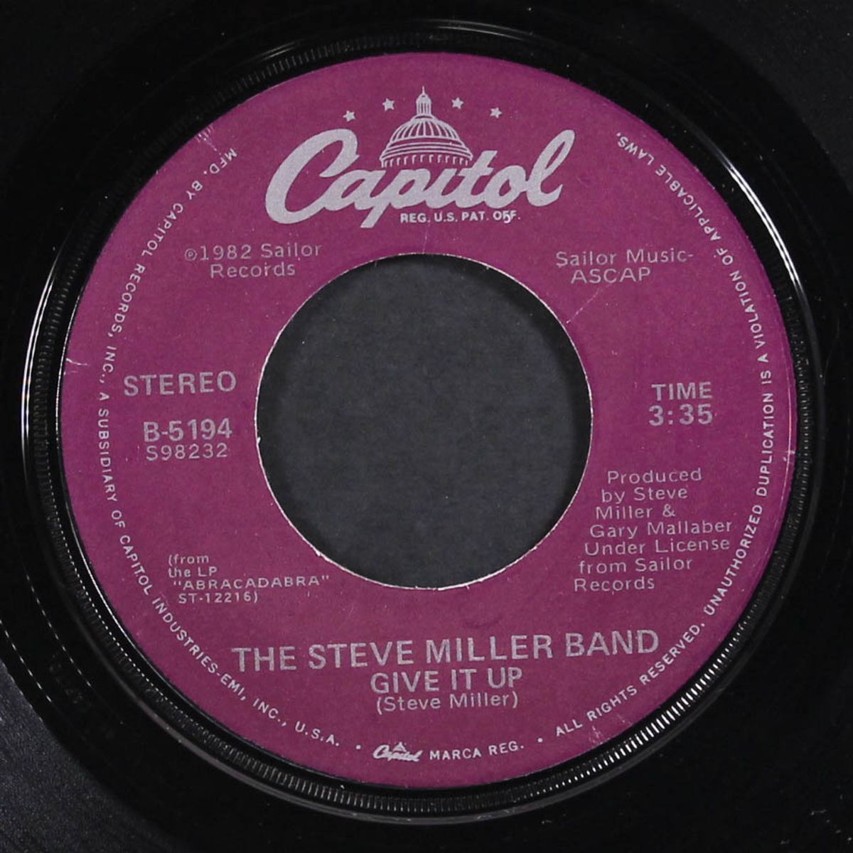 give it up / heart like a wheel by STEVE MILLER BAND