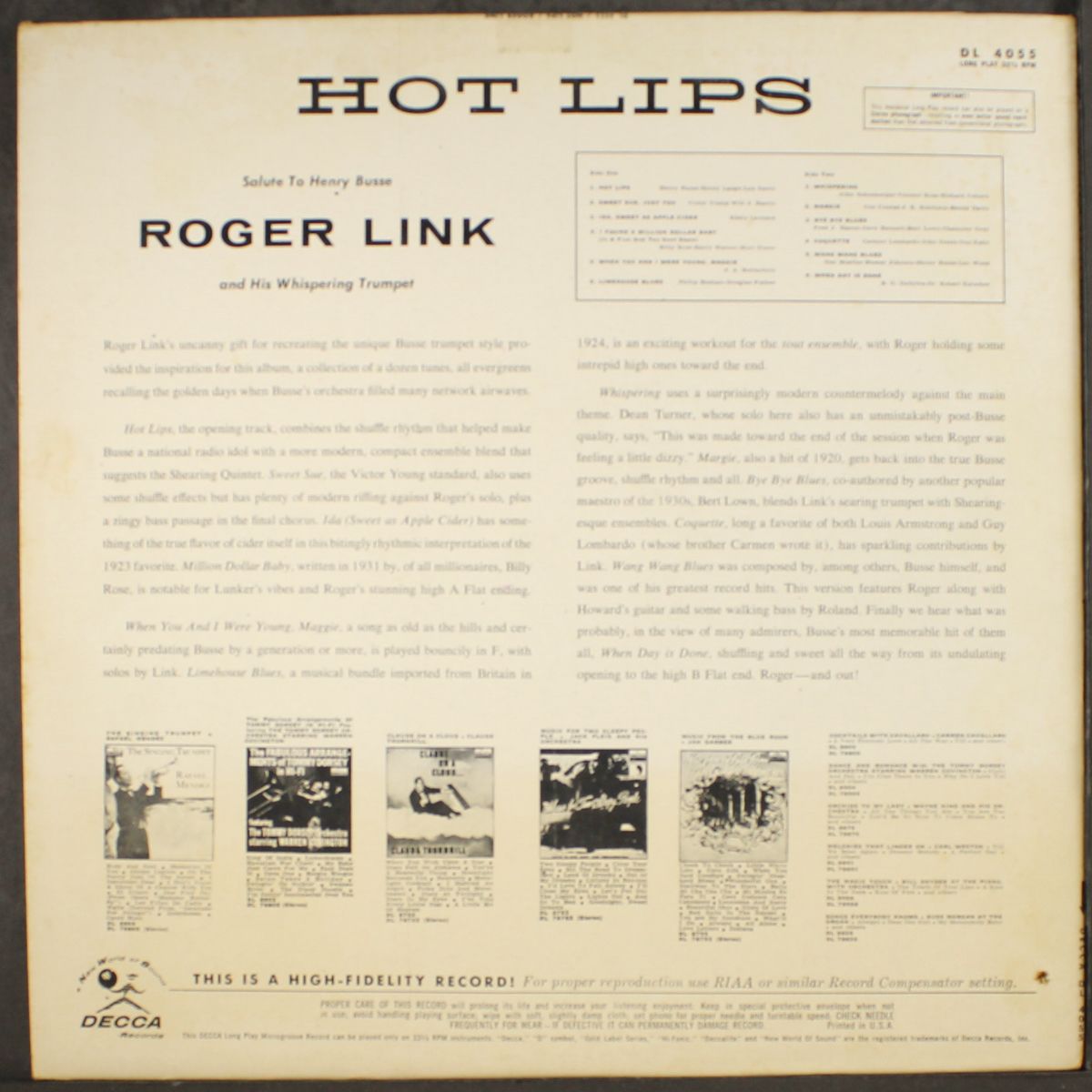 hot lips, salute to henry busse by ROGER LINK